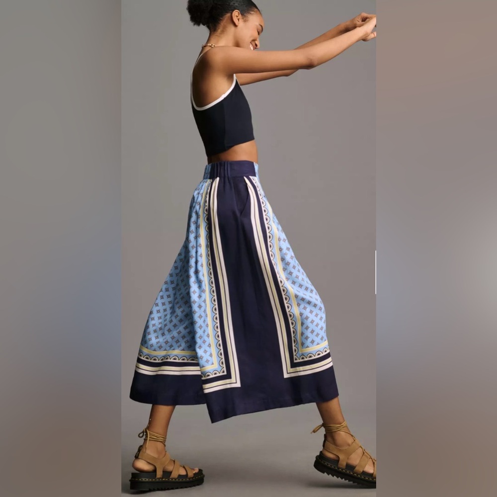 Maeve by Anthropologie Printed Pleated A-Line Culottes size Medium - Picture 2 of 10